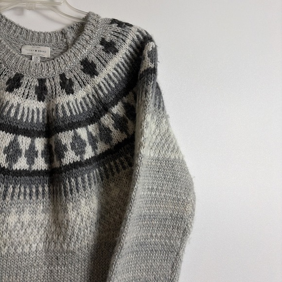 Lucky Brand Women's Gray Sweater Size Large Boho Classic Outdoor Ski Cottagecore - Picture 6 of 14